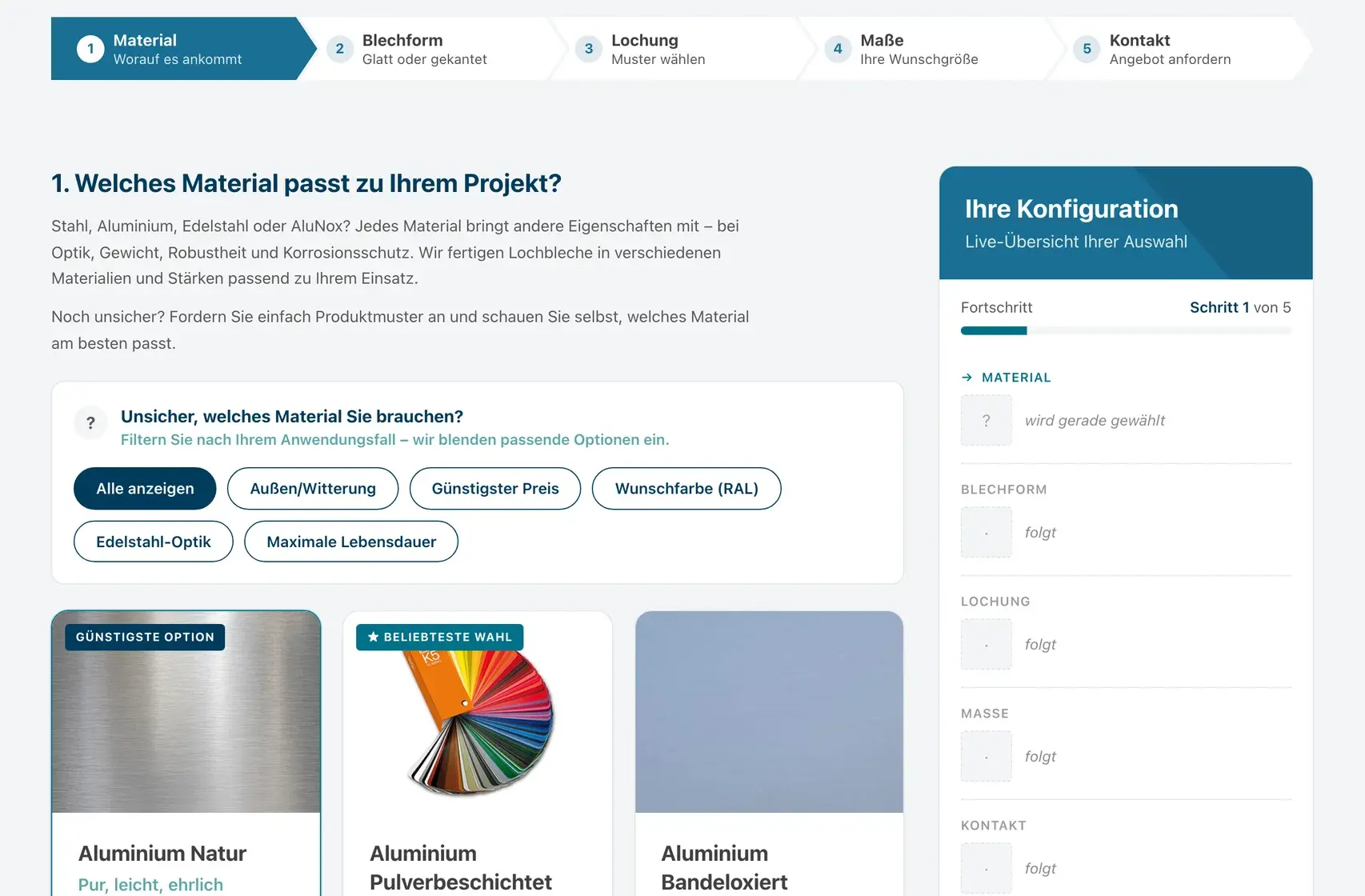 Nakhle: Produktkonfigurator