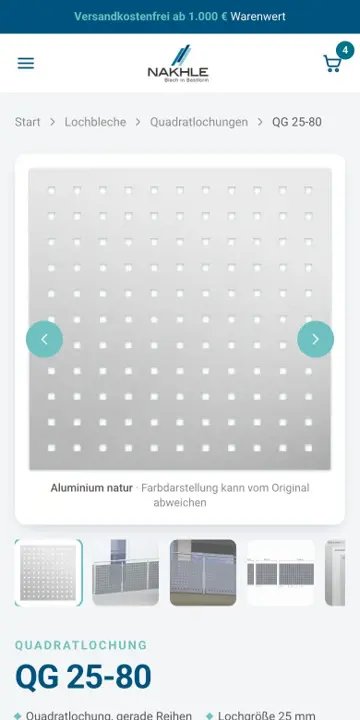 Dieselbe Produktseite auf dem Smartphone