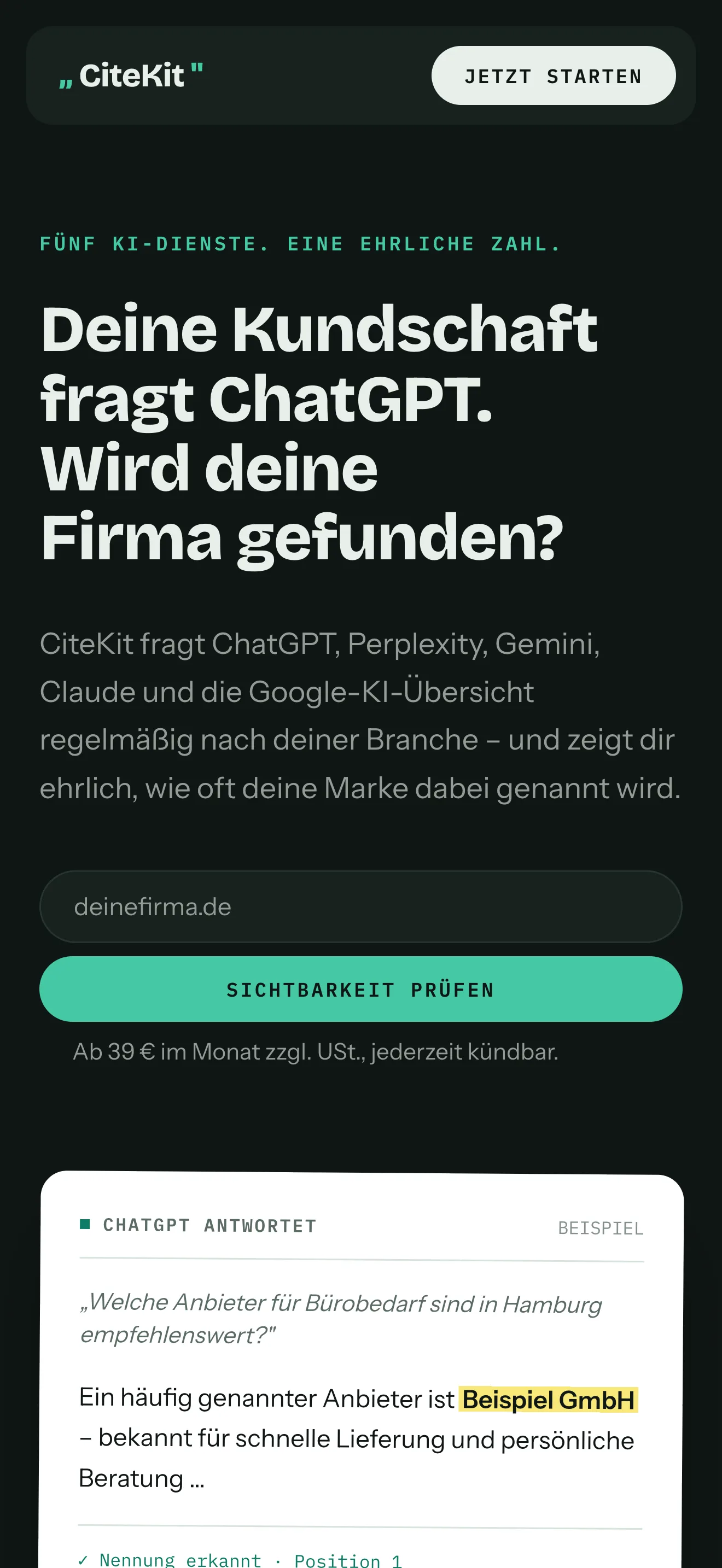 Startseite von citekit.de auf dem Smartphone